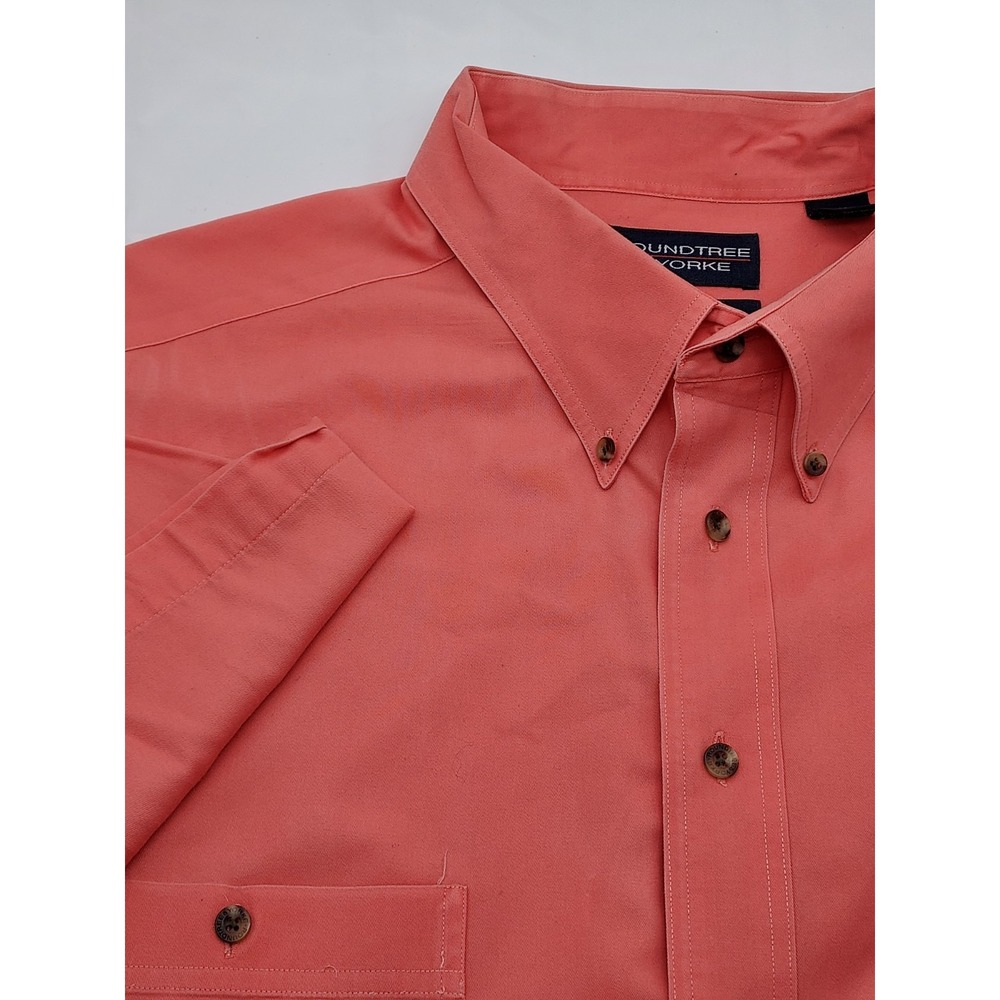 Roundtree & Yorke Mens 4XLT Salmon Coral Peached Twill Short Sleeve‎ Shirt